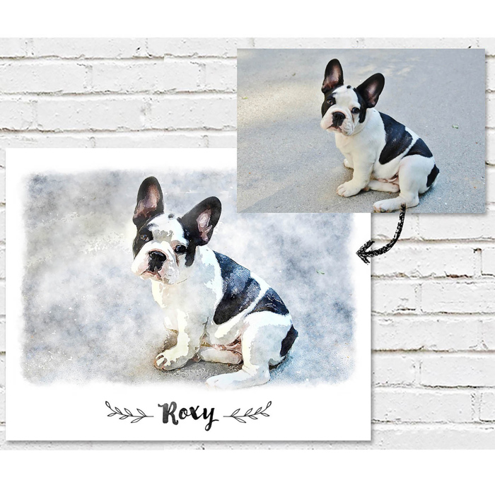 Digital Watercolor Pet Portrait | Art Print | Personalized Gift | 8x10| Free Shipping