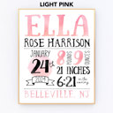  Birth Stats Art Print | 10 Colors | 8x10| Personalized Gift | Free Shipping