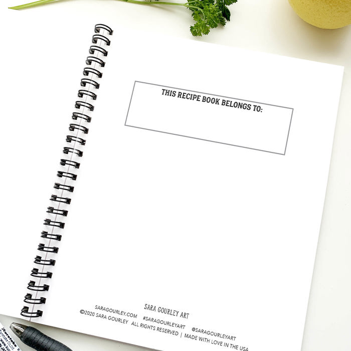 Recipe Journal | Watercolor Lemons Blank Cookbook | Recipe Notebook
