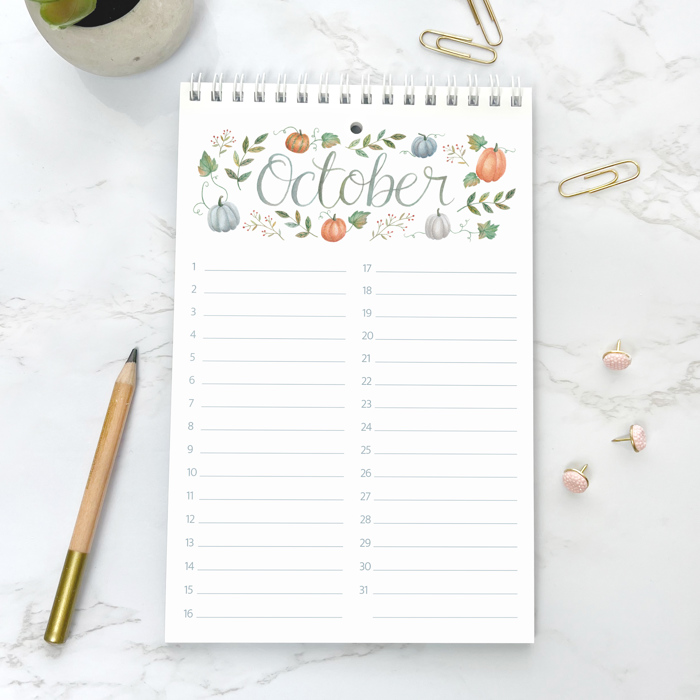 Watercolor Perpetual Calendar | Botanical Birthday Calendar | Hand Painted Illustrations  | Free Shipping