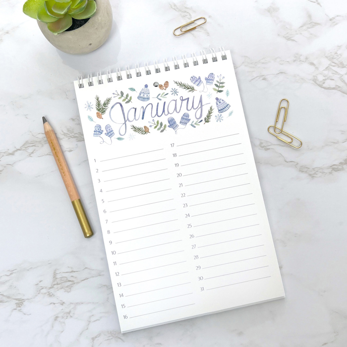 Watercolor Perpetual Calendar | Botanical Birthday Calendar | Hand Painted Illustrations  | Free Shipping