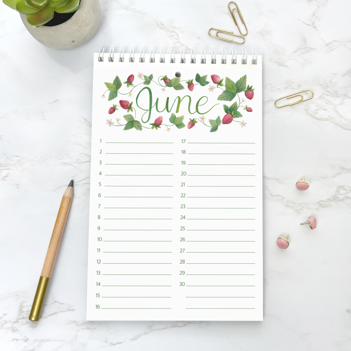 Watercolor Perpetual Calendar | Botanical Birthday Calendar | Hand Painted Illustrations  | Free Shipping