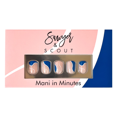 24 pcs Tangled Up in Blue Press On Nails short square
