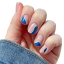  24 pcs Tangled Up in Blue Press On Nails short square