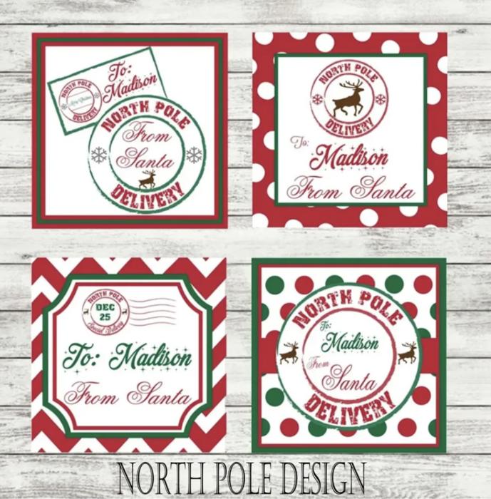 Personalized Christmas Stickers | Santa | North pole 
