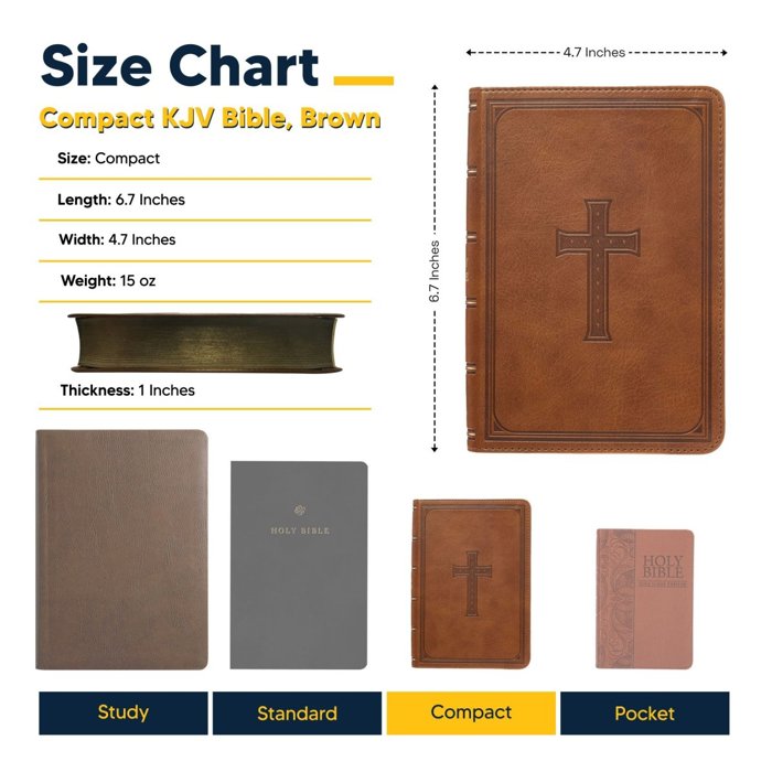 Custom KJV Brown Compact Size Personalized Holy Bible Large Print 