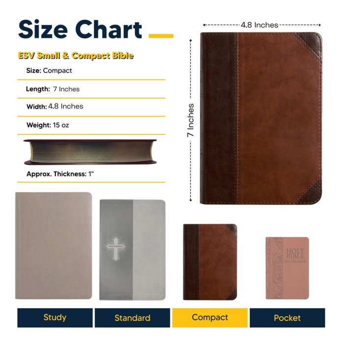 Custom ESV Dark Brown Compact Size Personalized Holy Bible Medium Print
