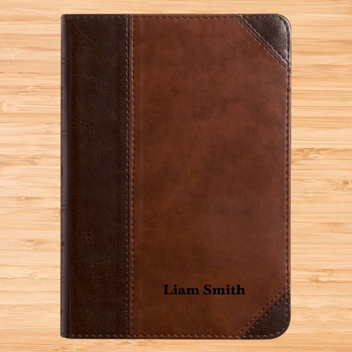 Custom ESV Dark Brown Compact Size Personalized Holy Bible Medium Print
