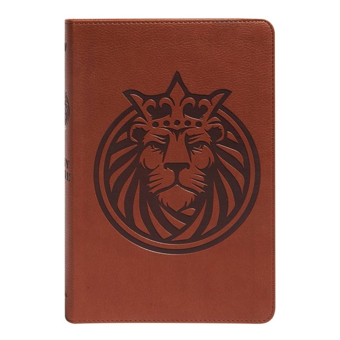 Custom KJV Brown Standard Size Kids Personalized Holy Bible Large Print | Royal Lion