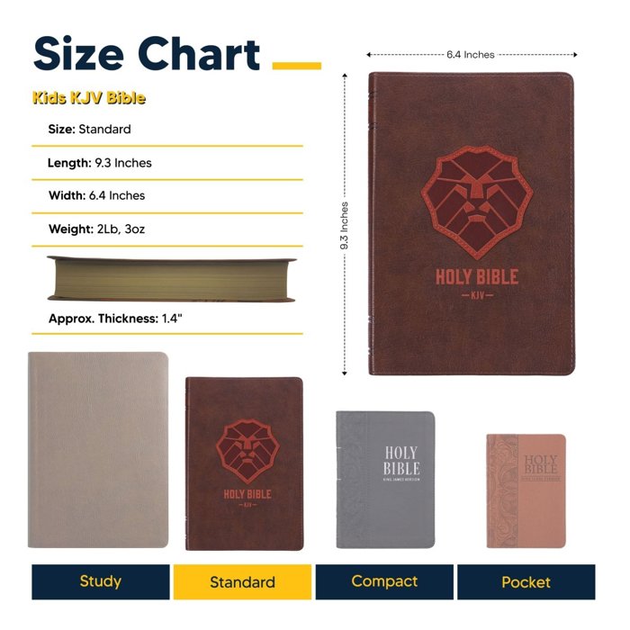 Custom KJV Brown Standard Kids Personalized Holy Bible Large Print  | Lion