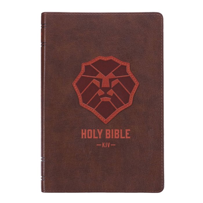 Custom KJV Brown Standard Kids Personalized Holy Bible Large Print  | Lion