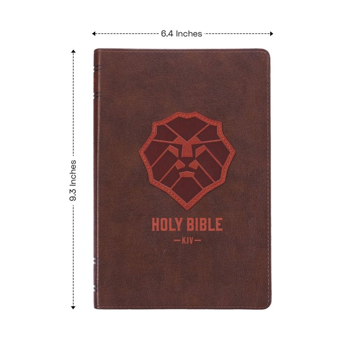 Custom KJV Brown Standard Kids Personalized Holy Bible Large Print  | Lion