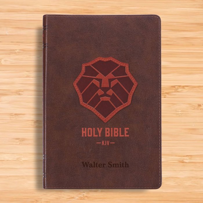 Custom KJV Brown Standard Kids Personalized Holy Bible Large Print  | Lion