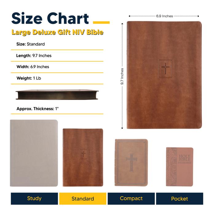Custom NIV Brown Standard Size Thinline Personalized Holy Bible Large Print