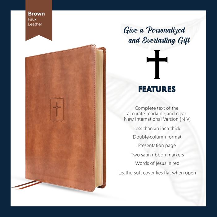 Custom NIV Brown Standard Size Thinline Personalized Holy Bible Large Print