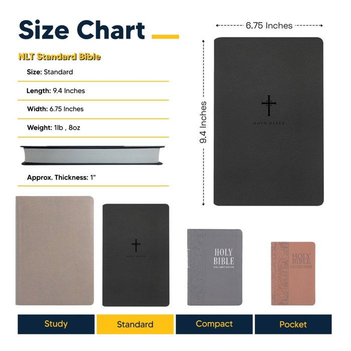 Custom NLT Black Standard Size Thinline Personalized Holy Bible Large Print