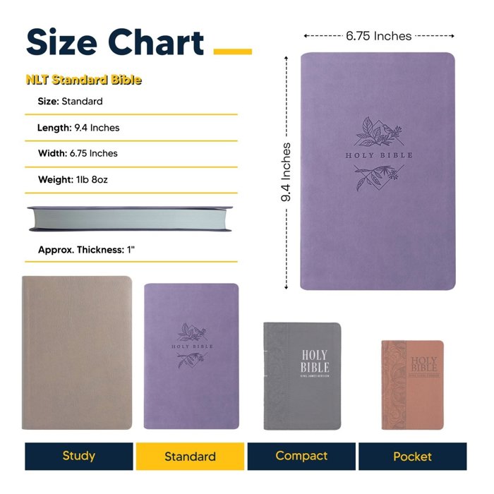 Custom NLT Lavender Standard Size Thinline Personalized Holy Bible Large Print