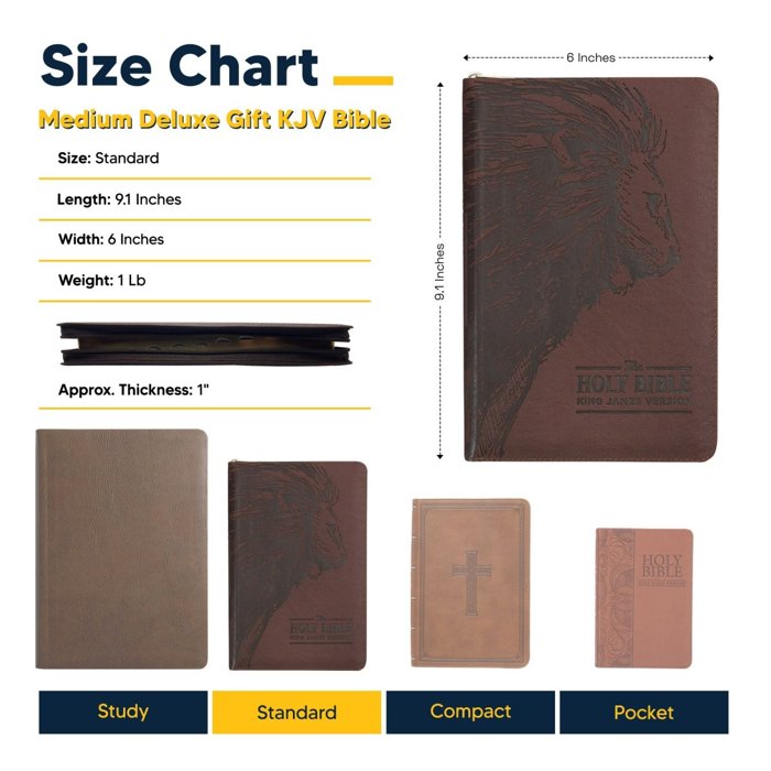 Custom KJV Walnut Brown Standard Size Deluxe Personalized Holy Bible Medium Print