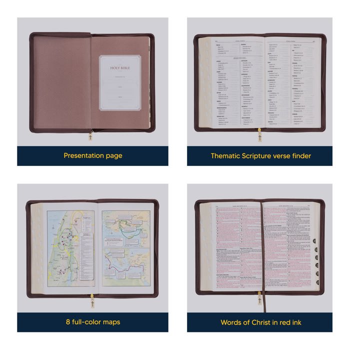 Custom KJV Walnut Brown Standard Size Deluxe Personalized Holy Bible Medium Print