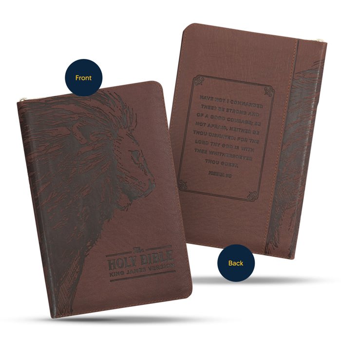 Custom KJV Walnut Brown Standard Size Deluxe Personalized Holy Bible Medium Print