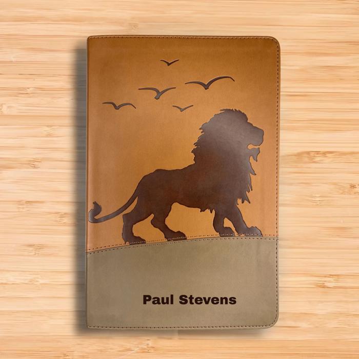 Custom KJV Brown Standard Size Kids Personalized Holy Bible Medium Print | Regal Lion