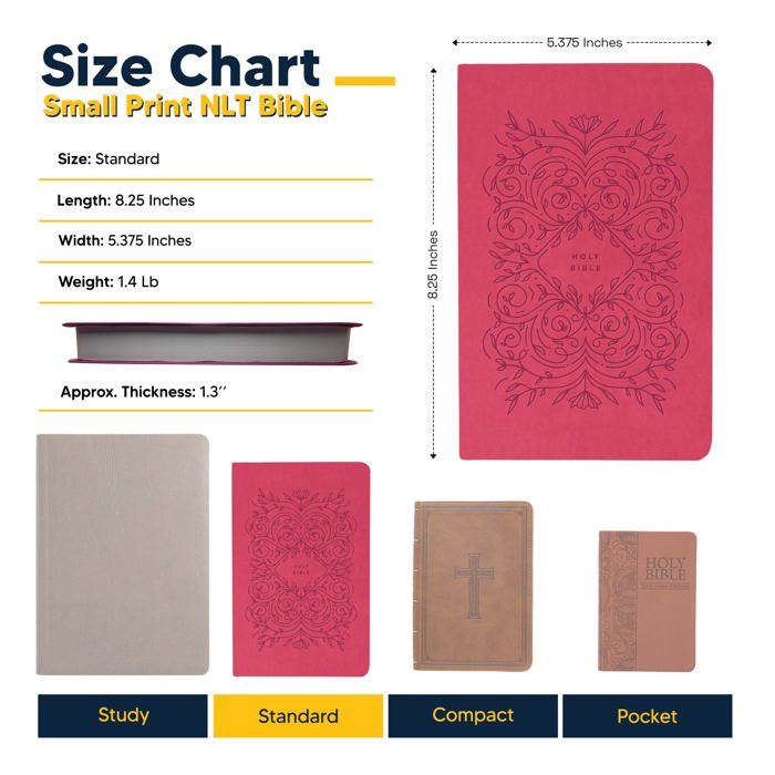 Custom NLT Pink Standard Size Personalized Holy Bible Medium Print | Vine