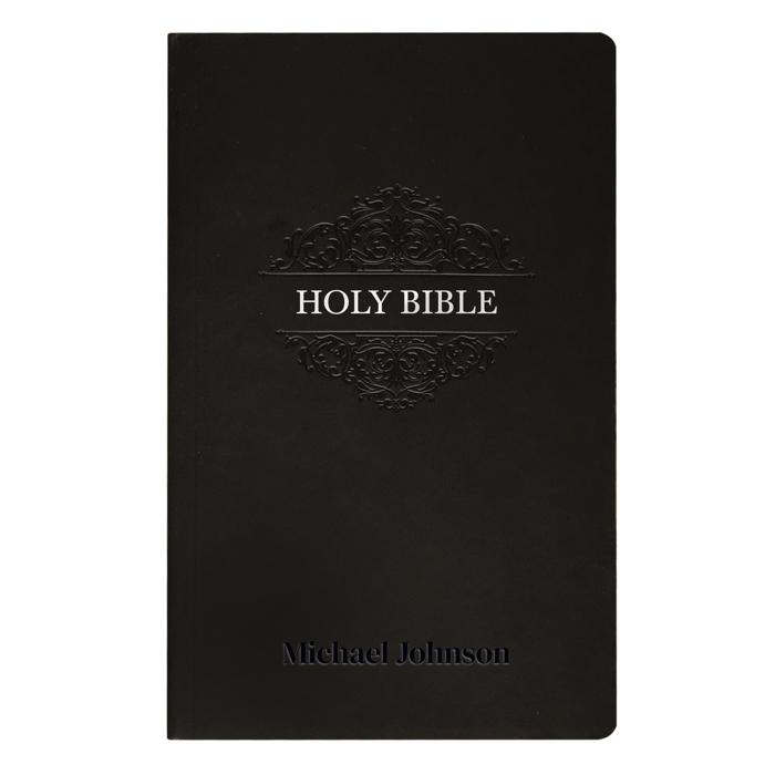 Custom NIV Black Standard Size Soft Touch Personalized Holy Bible Small Print
