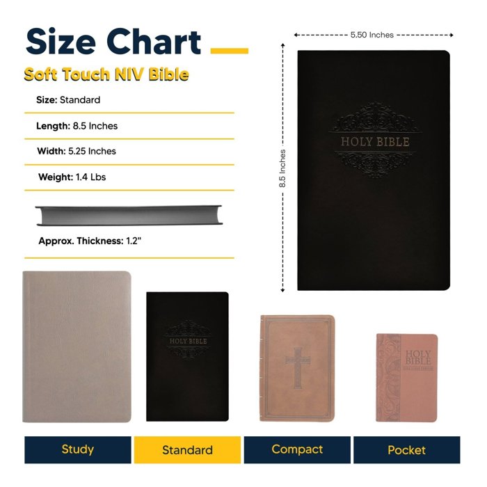 Custom NIV Black Standard Size Soft Touch Personalized Holy Bible Small Print