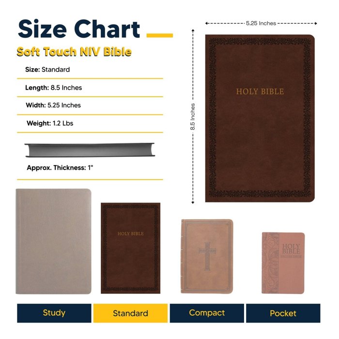 Custom NIV Brown Standard Size Soft Touch Personalized Holy Bible Small Print