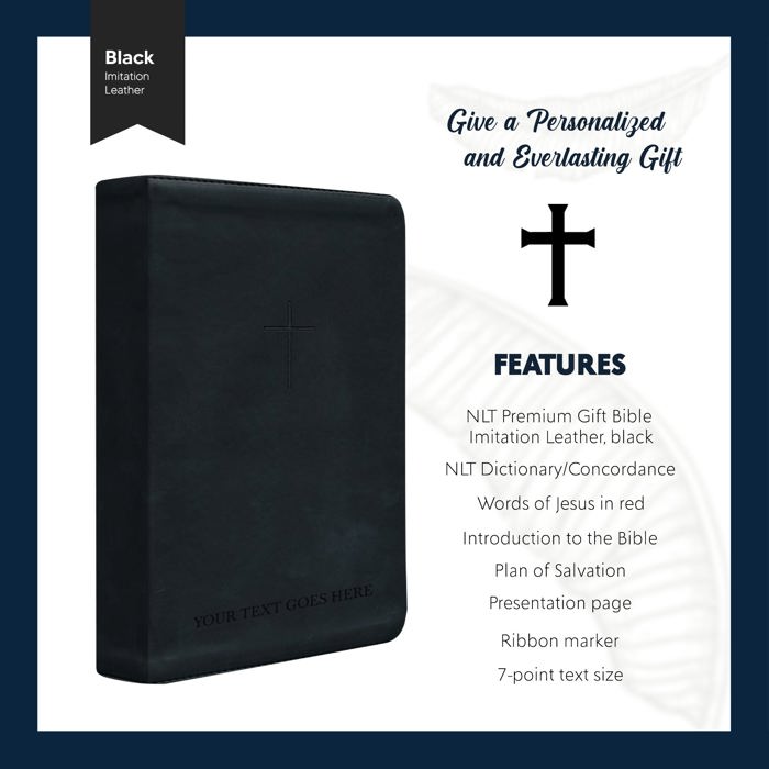 Custom NLT Black Standard Size TruTone Personalized Holy Bible Small Print