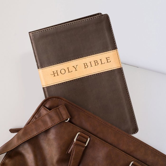 Custom NLT Brown Tan Standard Size Personalized Holy Bible Small Print