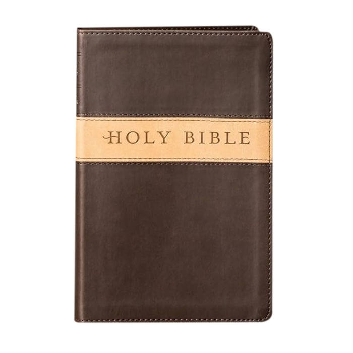 Custom NLT Brown Tan Standard Size Personalized Holy Bible Small Print