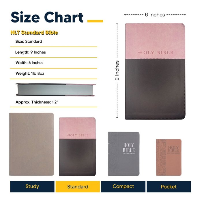 Custom NLT Pink-Brown Standard Size Personalized Holy Bible Small Print