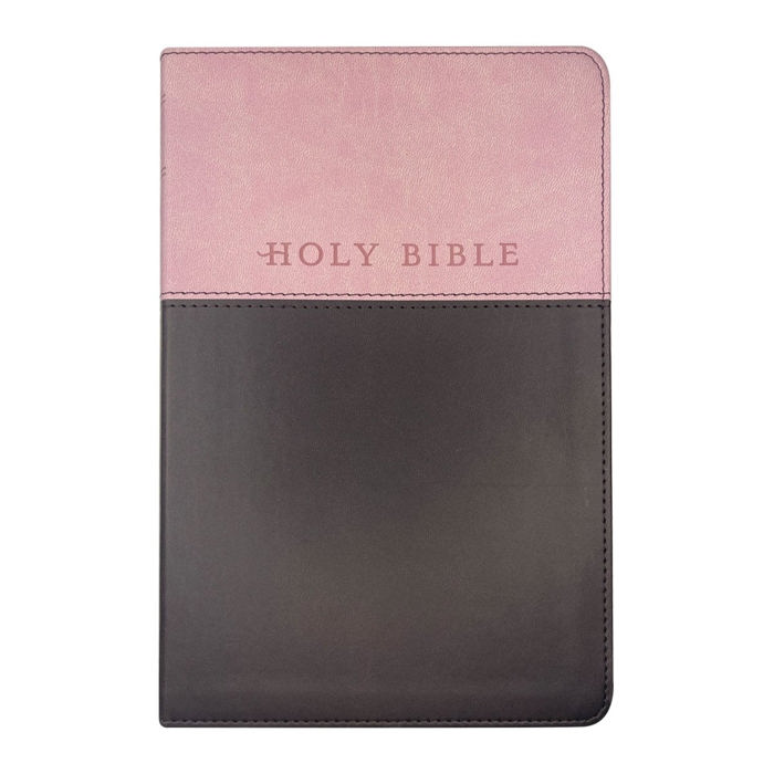 Custom NLT Pink-Brown Standard Size Personalized Holy Bible Small Print