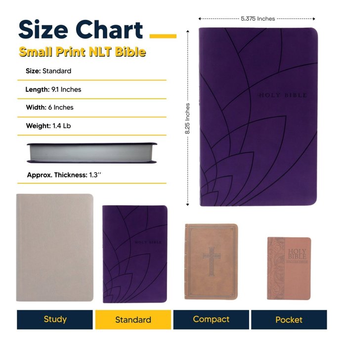 Custom NLT Dark Purple Standard Size Personalized Holy Bible Small Print | Petal