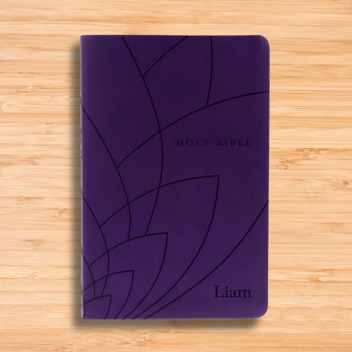 Custom NLT Dark Purple Standard Size Personalized Holy Bible Small Print | Petal
