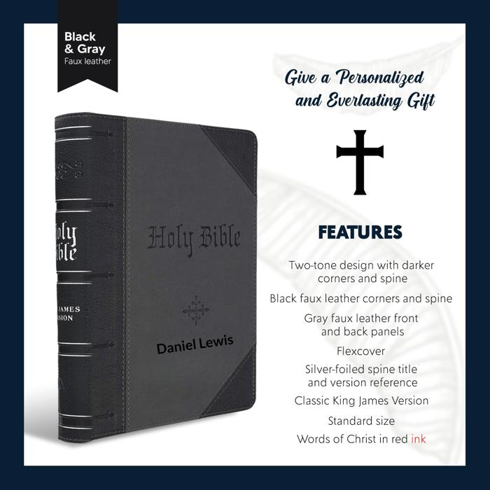 Custom KJV Black Study Size Personalized Holy Bible Giant Print