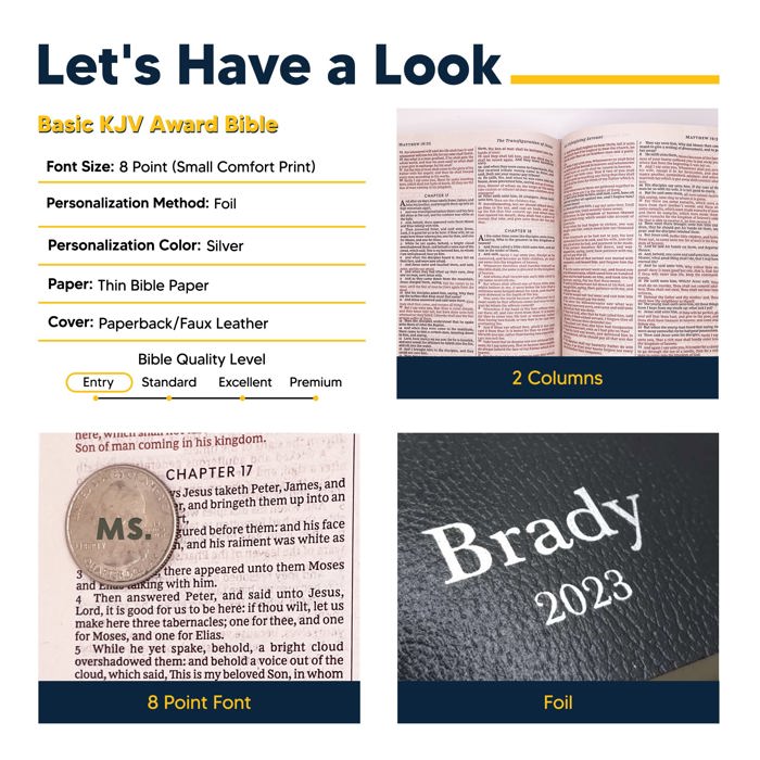 Custom KJV Black Standard Size Personalized Holy Bible Small Print
