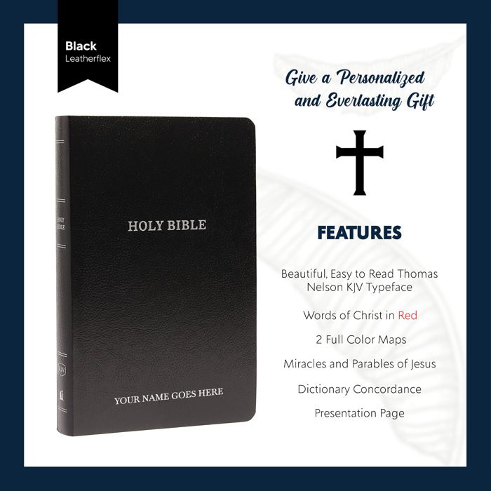 Custom KJV Black Standard Size Personalized Holy Bible Small Print