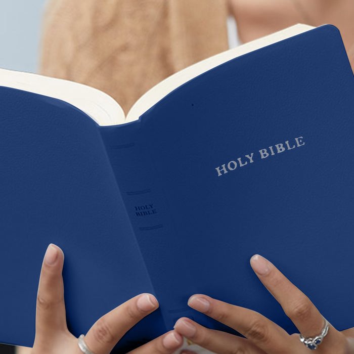 Custom KJV Blue Standard Size Personalized Holy Bible Small Print