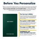  Custom KJV Green Standard Size Personalized Holy Bible Small Print