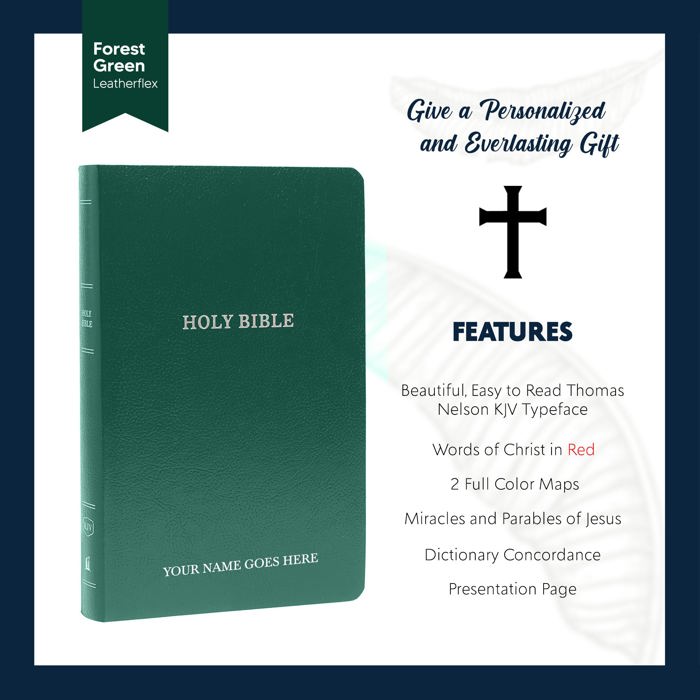 Custom KJV Green Standard Size Personalized Holy Bible Small Print