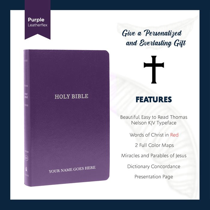 Custom KJV Purple Standard Size Personalized Holy Bible Small Print