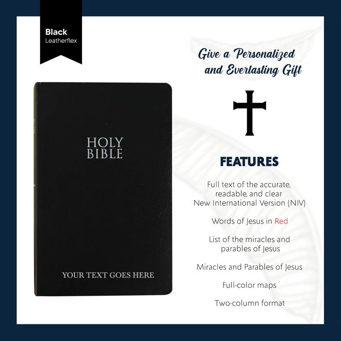 Custom NIV Black Standard Size Personalized Holy Bible Small Print