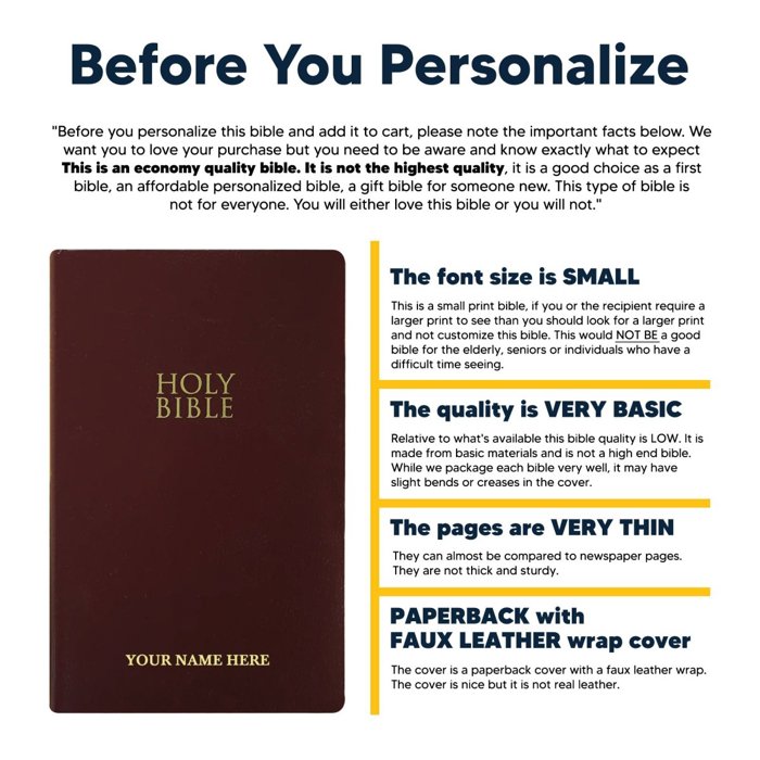 Custom NIV Burgundy Standard Size Personalized Holy Bible Small Print
