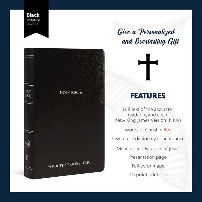 Custom NKJV Black Standard Size Personalized Holy Bible Small Print