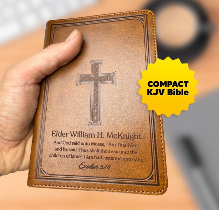 Custom KJV Brown Compact Size Personalized Holy Bible Large Print 