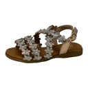 Rosegold 4 Big Kid Little Girls Open Toe Sandals With Rhinestone Flower Accents Buckle Up Straps