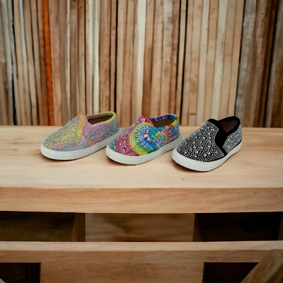 Toddler/Baby Girls Rhinestone Flat Slip On Sneakers