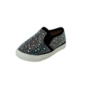 Black 4 Toddler Toddler/Baby Girls Rhinestone Flat Slip On Sneakers